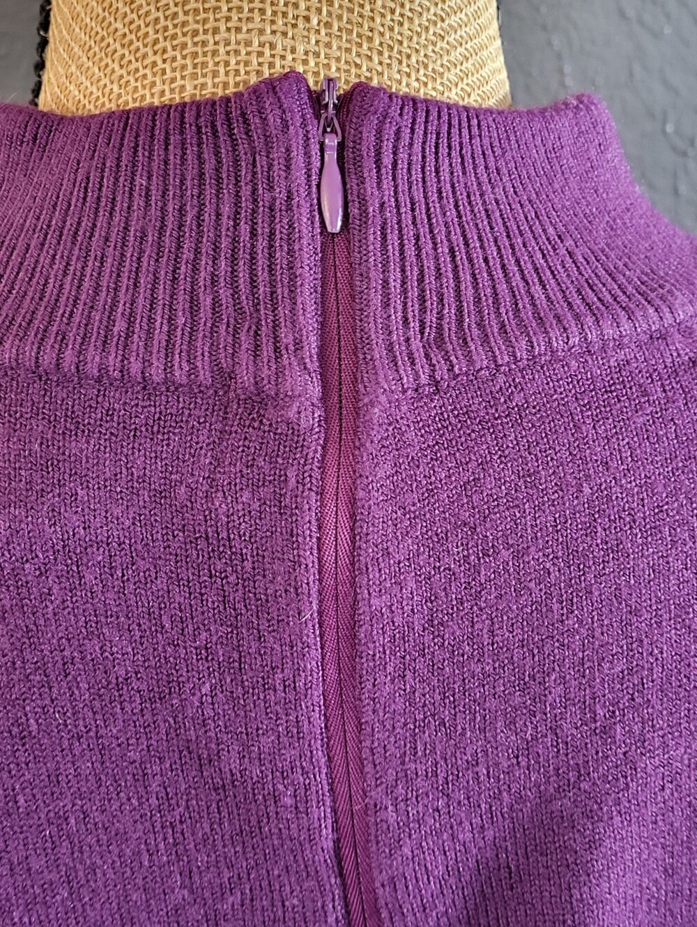 Royal Sport Vintage 70s/80s Acrylic Purple Mock Neck Sweater Medium - Picture 7 of 11